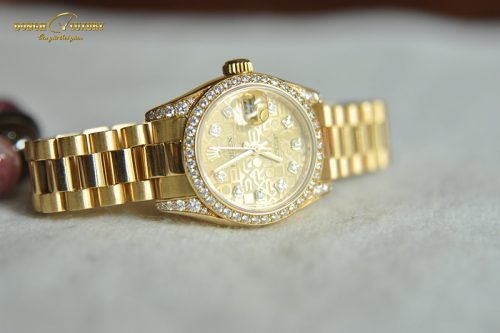 Đồng hồ nữ Rolex hàng hiệu Datejust 179158 vàng đúc 18k đính kim cương