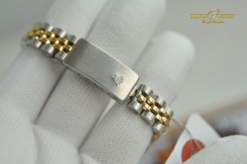 Đồng hồ Rolex 69173 nữ 5 số demi mặt vàng đính kim cương
