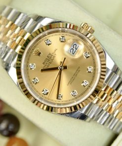 Đồng hồ Rolex Datejust 126233 cọc số kim cương size 36mm demi vàng
