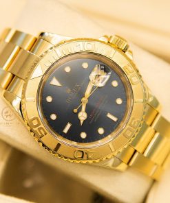 Đồng hồ Rolex yacht-master 16628 - Vàng khối 18k mặt chải tia xanh xám