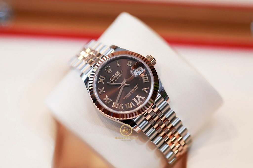Đồng hồ nữ Rolex Datejust 278271 31mm mặt nâu Socola cọc số la mã demi hồng