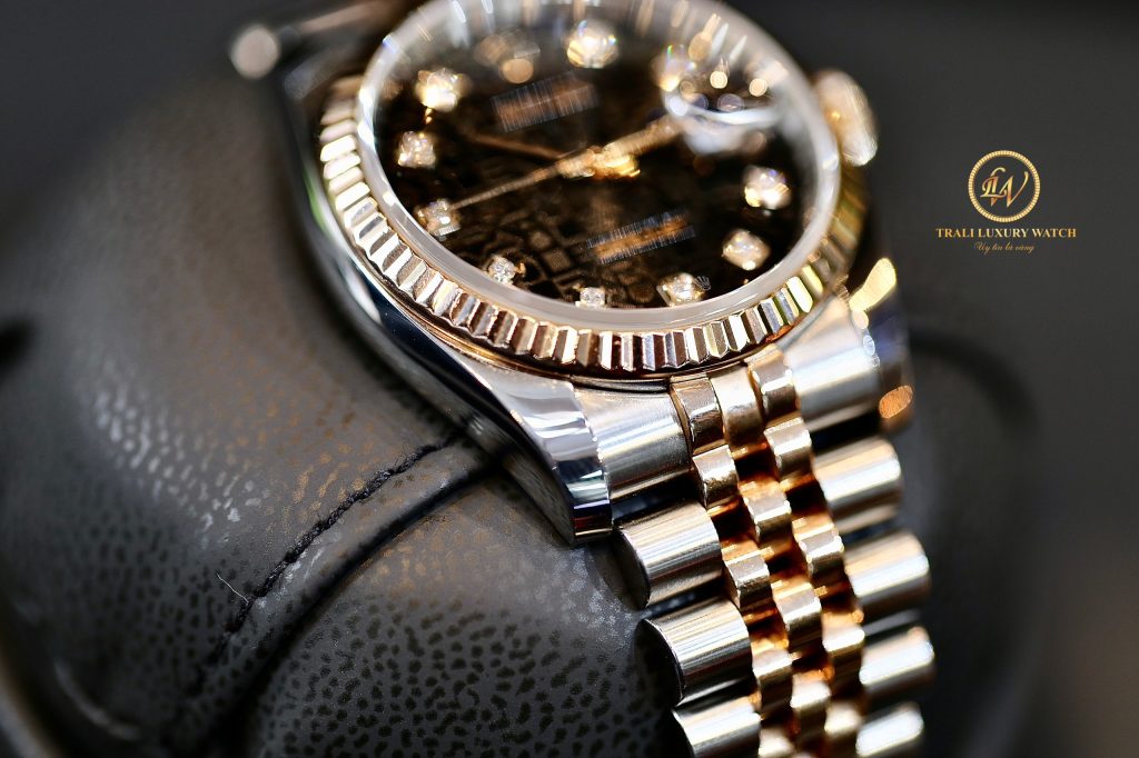 Đồng hồ Rolex 116231 - 36mm Demi vàng hồng mặt vi tính đen