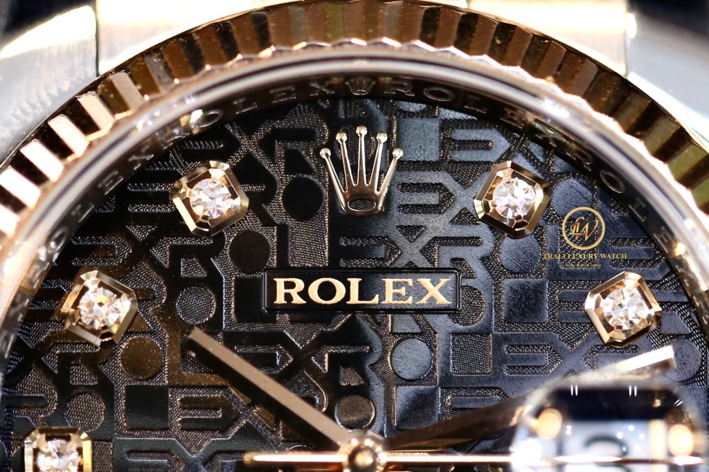Đồng hồ Rolex 116231 - 36mm Demi vàng hồng mặt vi tính đen mặt