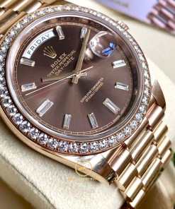 Đồng hồ nam Rolex Day-Date 228345RBR size 40mm mặt số Chocolate cọc kim cương - ảnh 3