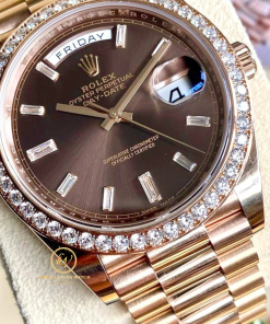 Đồng hồ nam Rolex Day-Date 228345RBR size 40mm mặt số Chocolate cọc kim cương - ảnh 4