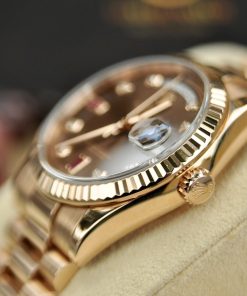 Đồng Hồ nam Rolex Day-Date 36 118235 Mặt Số Chocolate Đá Ruby Đỏ. - ảnh 5